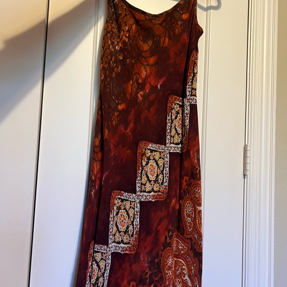 Donna Morgan One Shoulder Red and Orange Dress